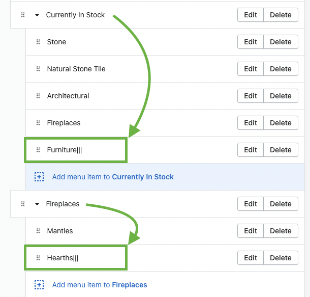 Example of a sub menu that should move to a new block